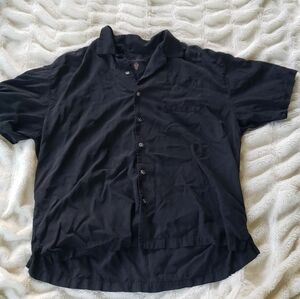 Tommy Bahama 2XL 100% silk black button up